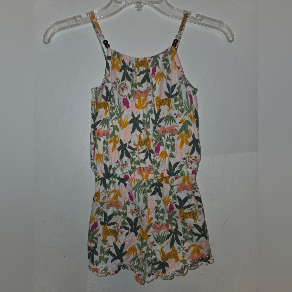 Carter's Jungle Print Kids Romper - Pink and Green 8